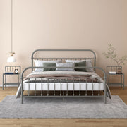 Mesas de cabeceira 2 pcs metal cinzento e vidro preto