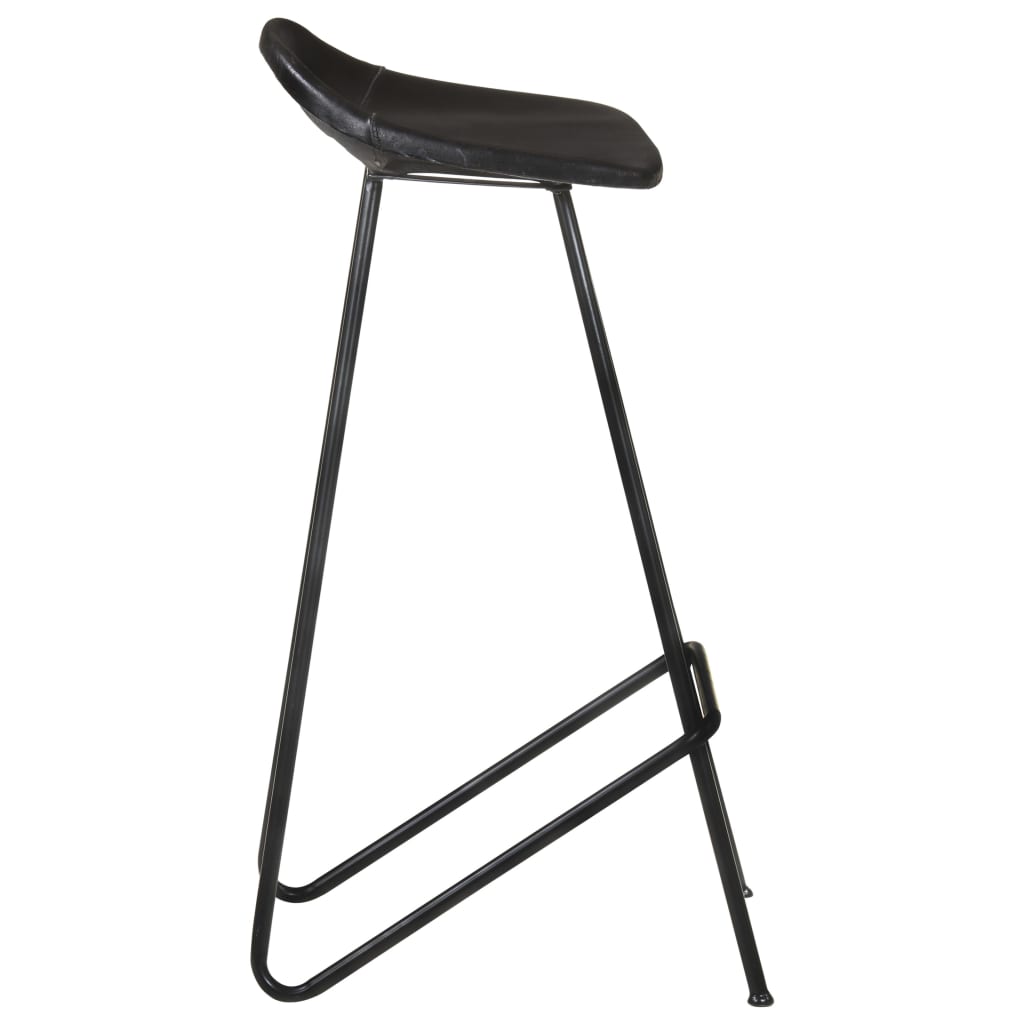 Bancos de bar 4 pcs couro genuíno preto
