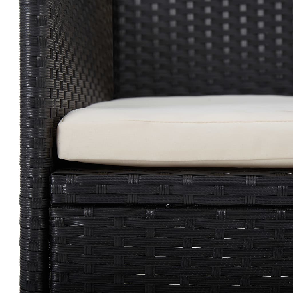 5 pcs conjunto de jantar p/ jardim vime PE e acácia cinzento