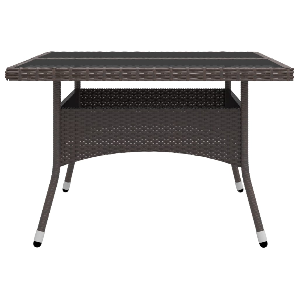 9 pcs conjunto de jantar para jardim vime PE e vidro cinzento