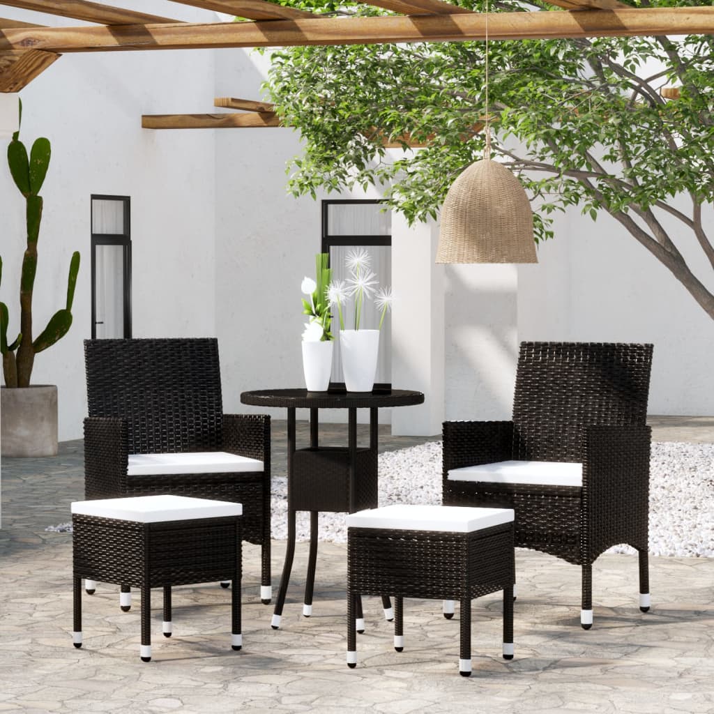 5 pcs conjunto lounge de jardim vime PE bege