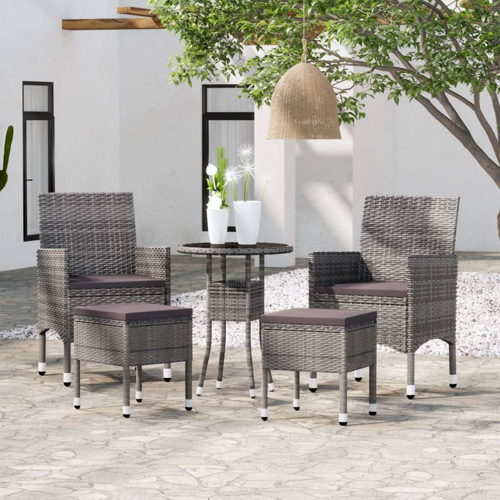 5 pcs conjunto lounge de jardim vime PE bege