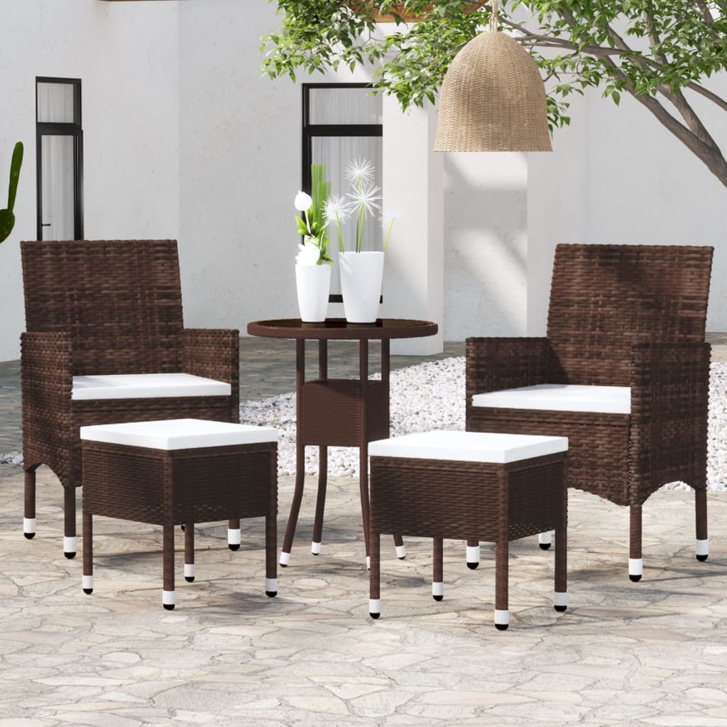 5 pcs conjunto lounge de jardim vime PE bege