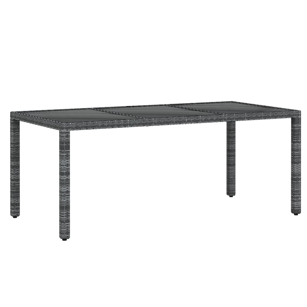 7 pcs conjunto de jantar para jardim vime PE cinzento