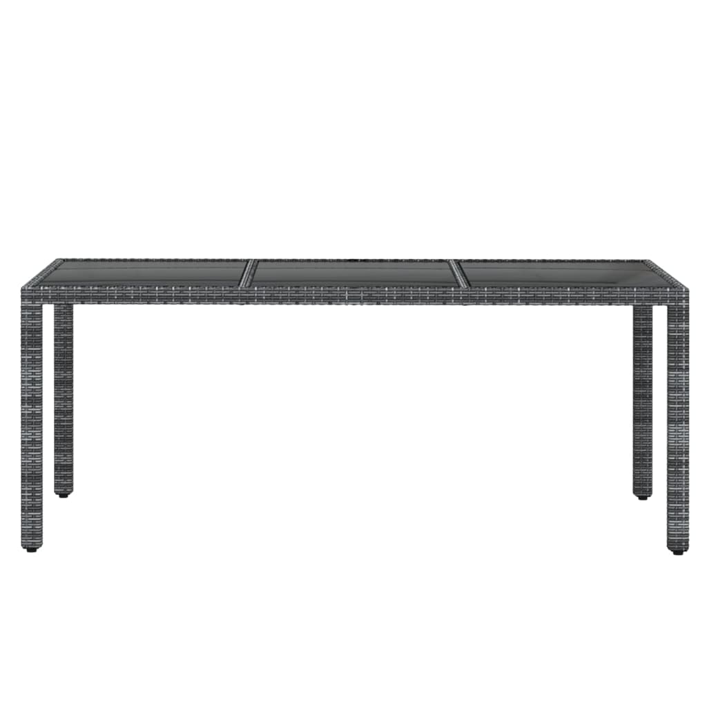 7 pcs conjunto de jantar para jardim vime PE cinzento