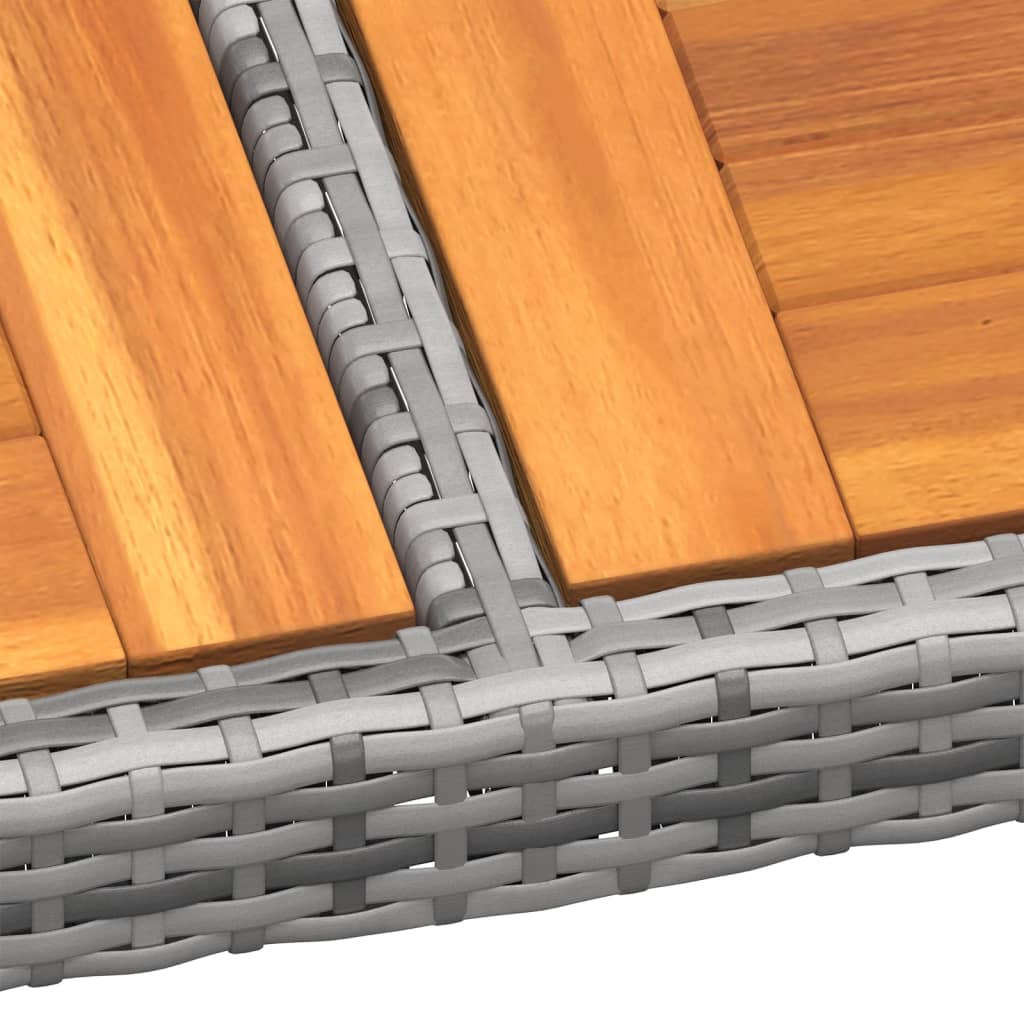 11 pcs conjunto de jantar para jardim vime PE cinzento