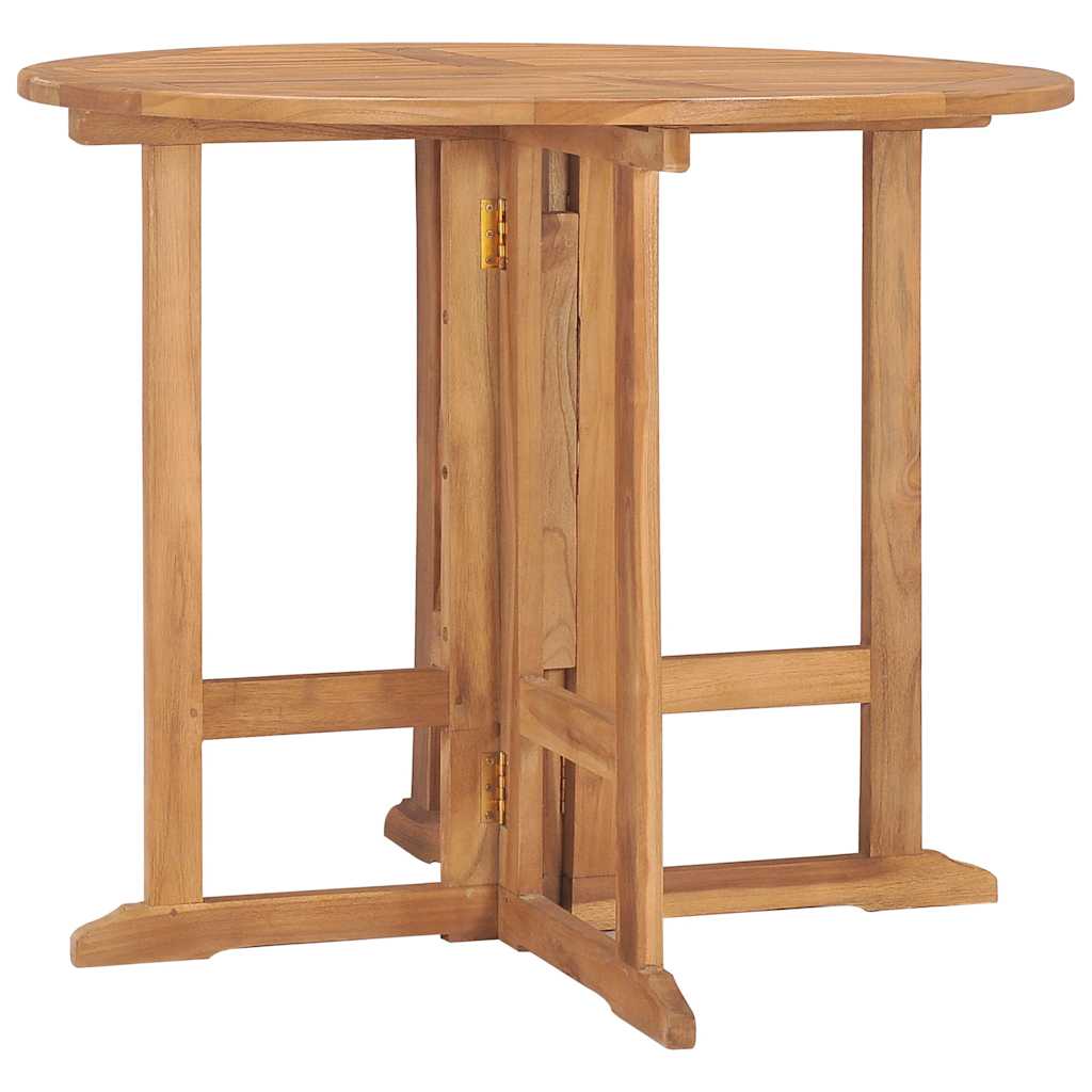 Mesa de jantar para jardim dobrável Ø90x75 cm teca maciça