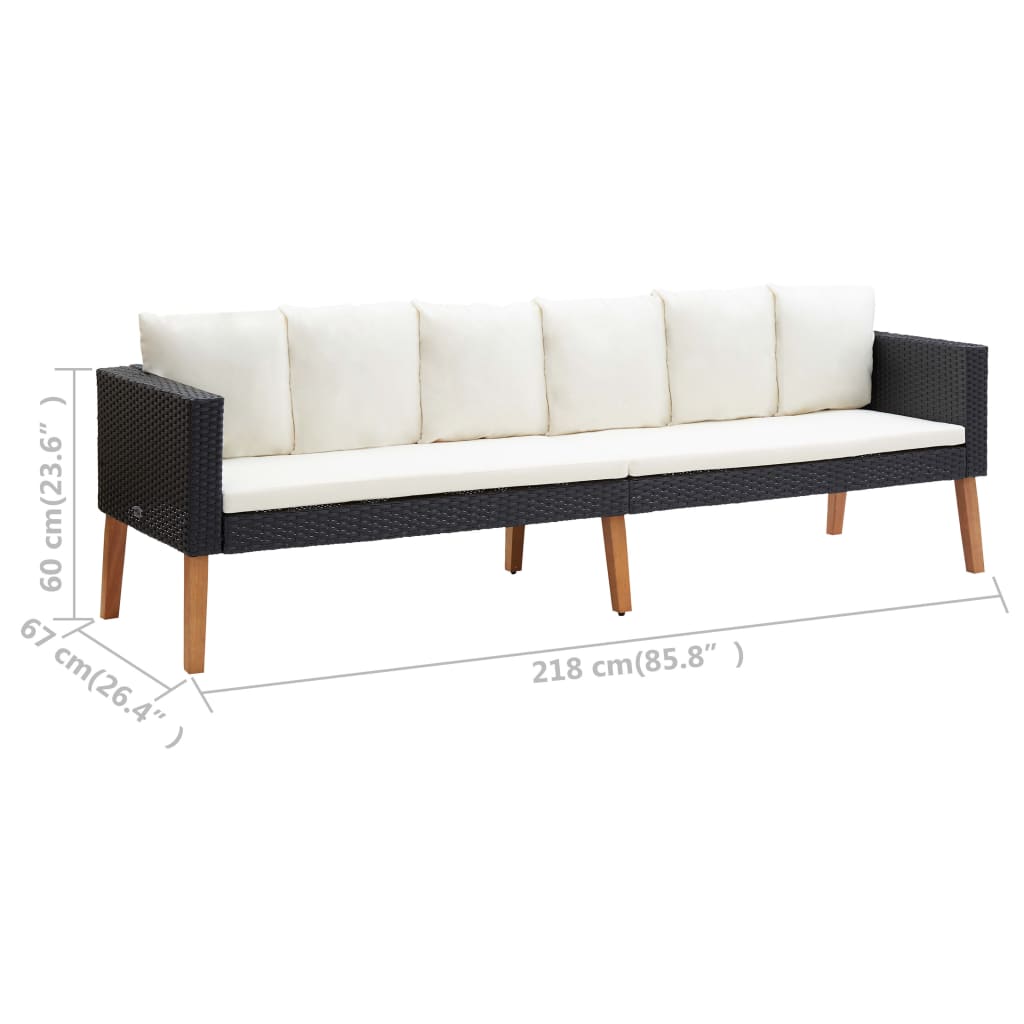 5 pcs conjunto lounge de jardim c/ almofadões vime PE bege