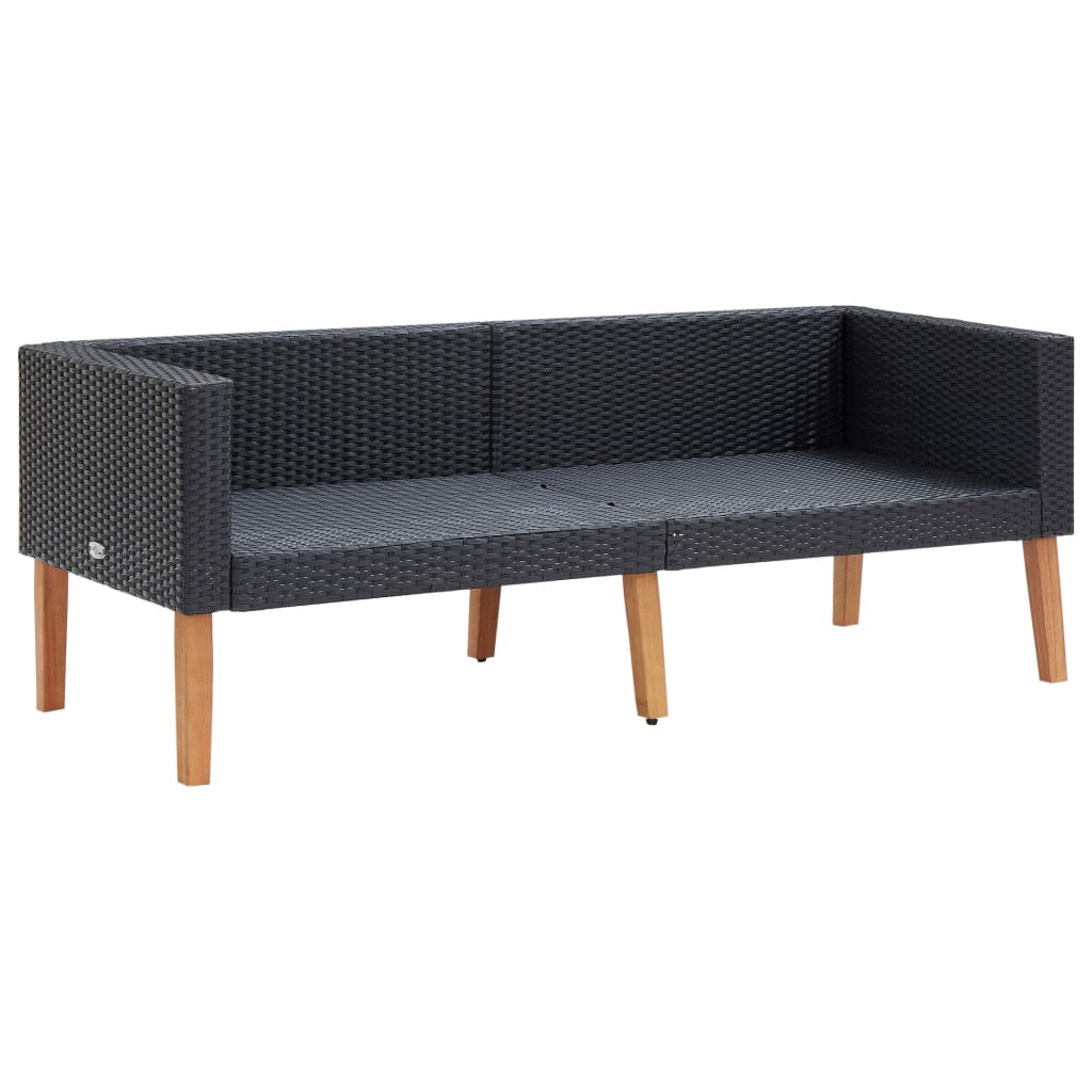3 pcs conjunto lounge de jardim c/ almofadões vime PE bege
