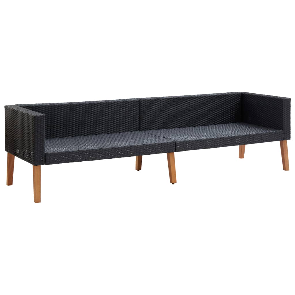 3 pcs conjunto lounge de jardim c/ almofadões vime PE bege