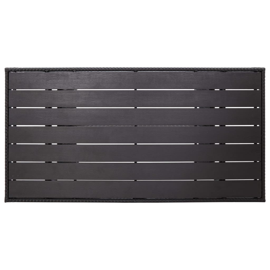 3 pcs conjunto lounge para jardim c/ almofadões vime PE preto