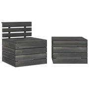2 pcs conj. lounge de paletes jardim pinho maciço cinza-escuro