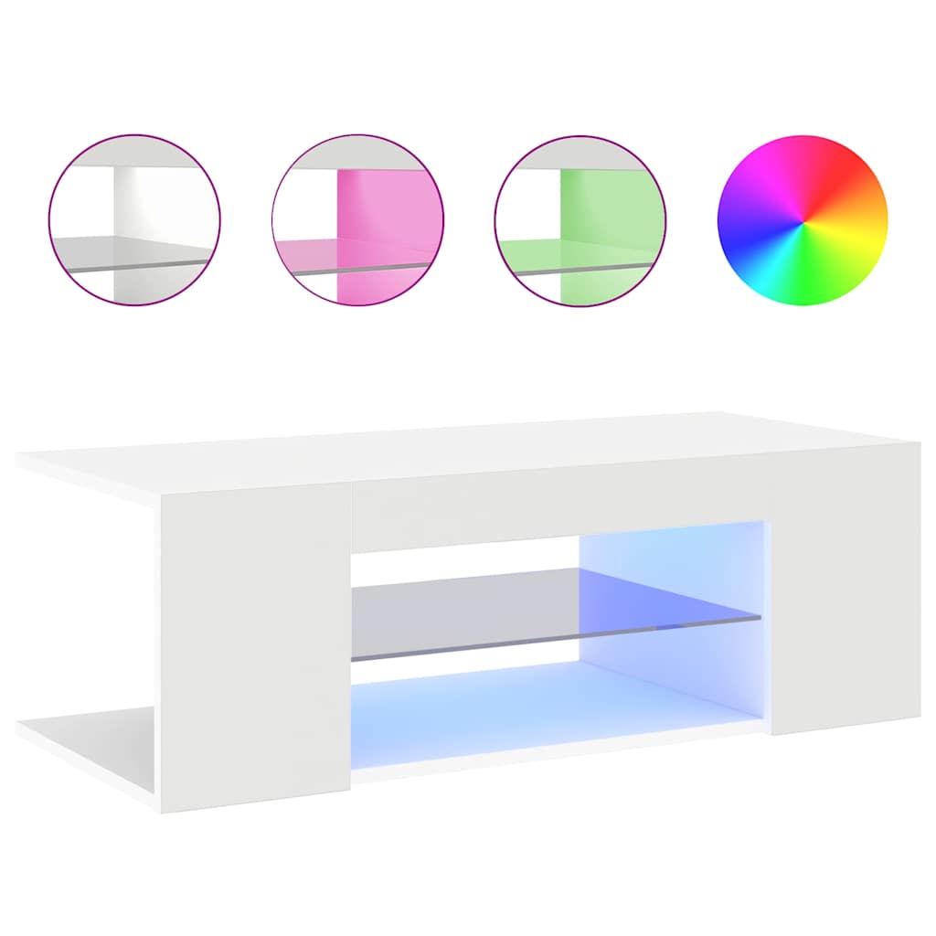 Móvel de TV com luzes LED 90x39x30 cm branco brilhante