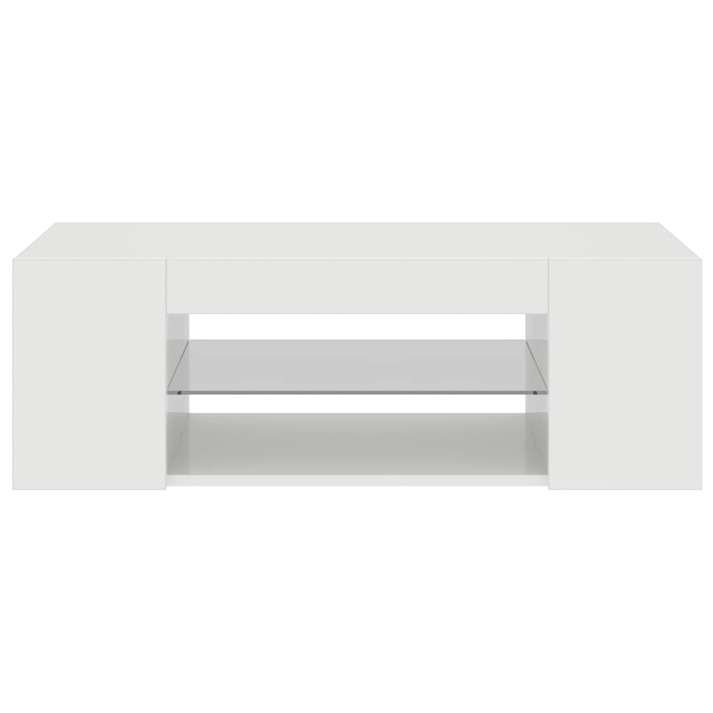 Móvel de TV com luzes LED 90x39x30 cm branco brilhante