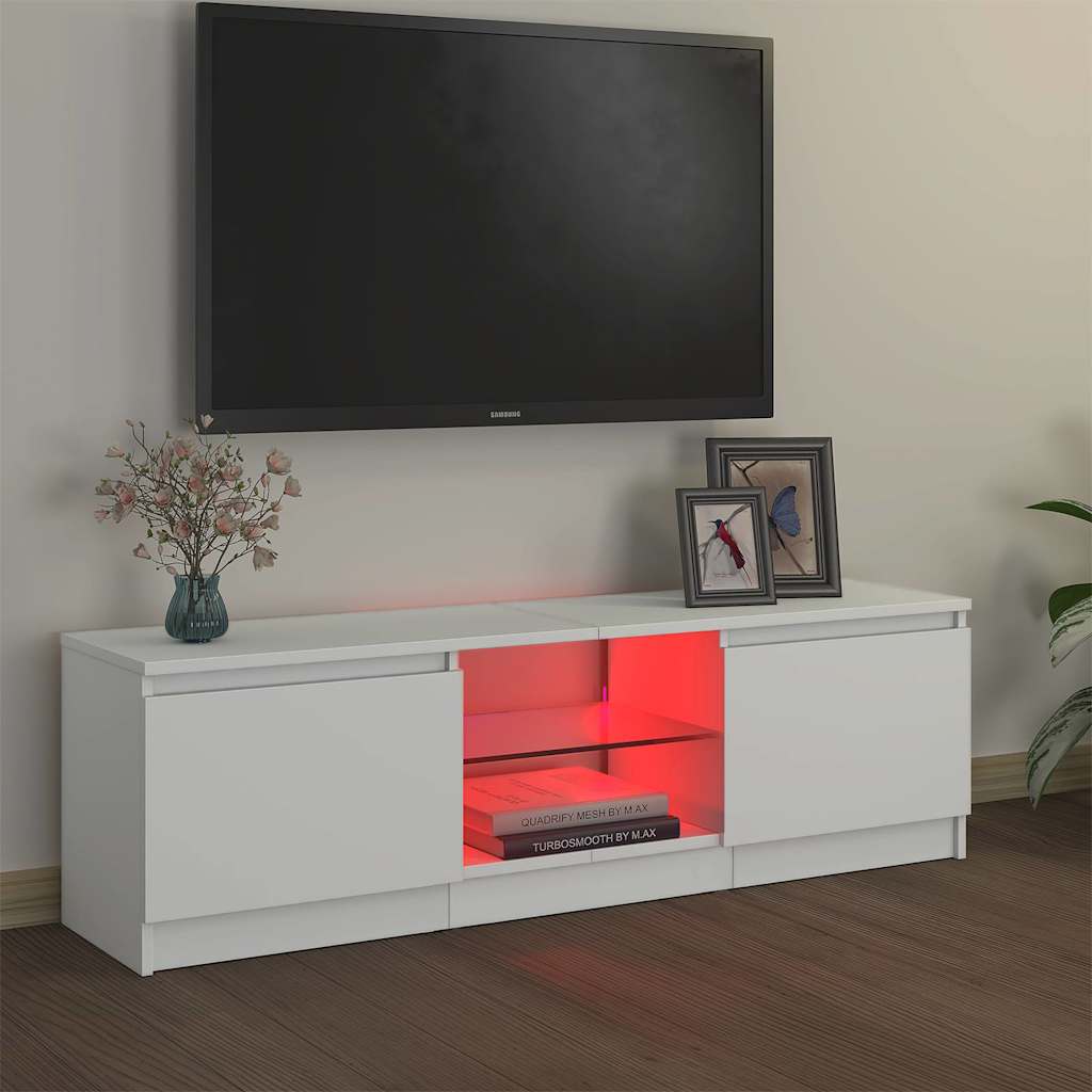 Móvel de TV com luzes LED 120x30x36 cm branco