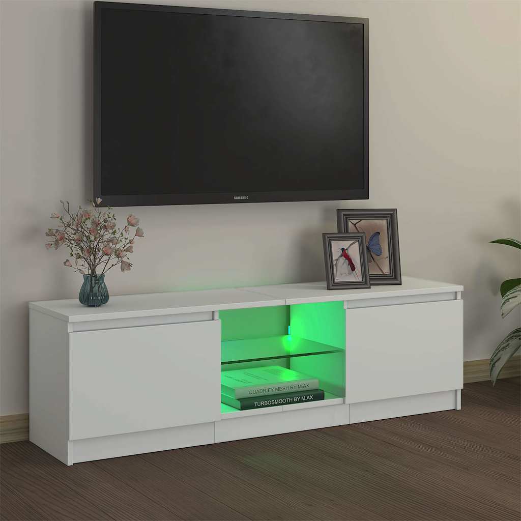 Móvel de TV com luzes LED 120x30x36 cm branco