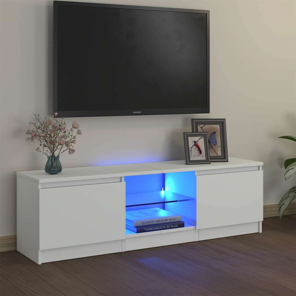 Móvel de TV com luzes LED 120x30x36 cm branco