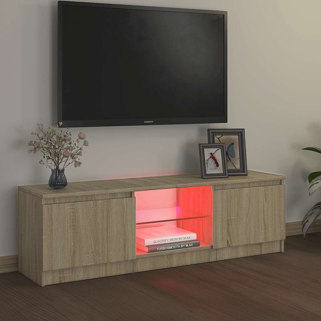 Móvel de TV com luzes LED 120x30x36 cm branco