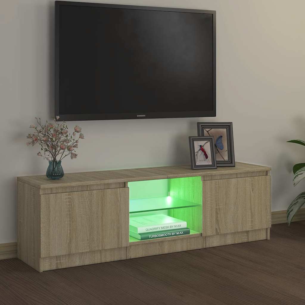 Móvel de TV com luzes LED 120x30x36 cm branco