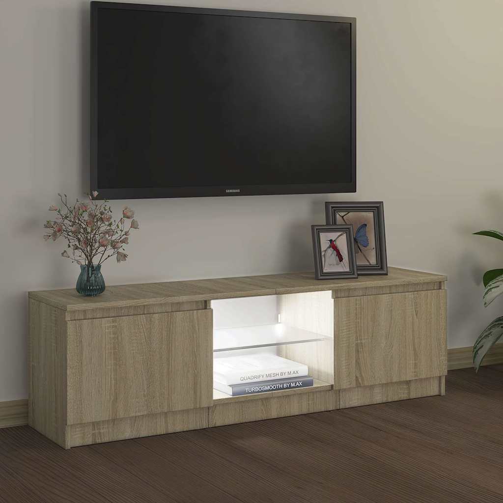 Móvel de TV com luzes LED 120x30x36 cm branco