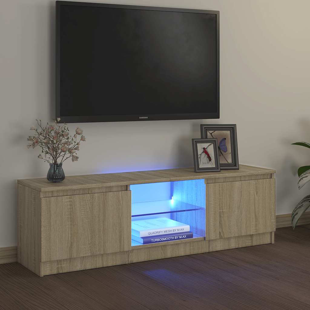 Móvel de TV com luzes LED 120x30x36 cm branco