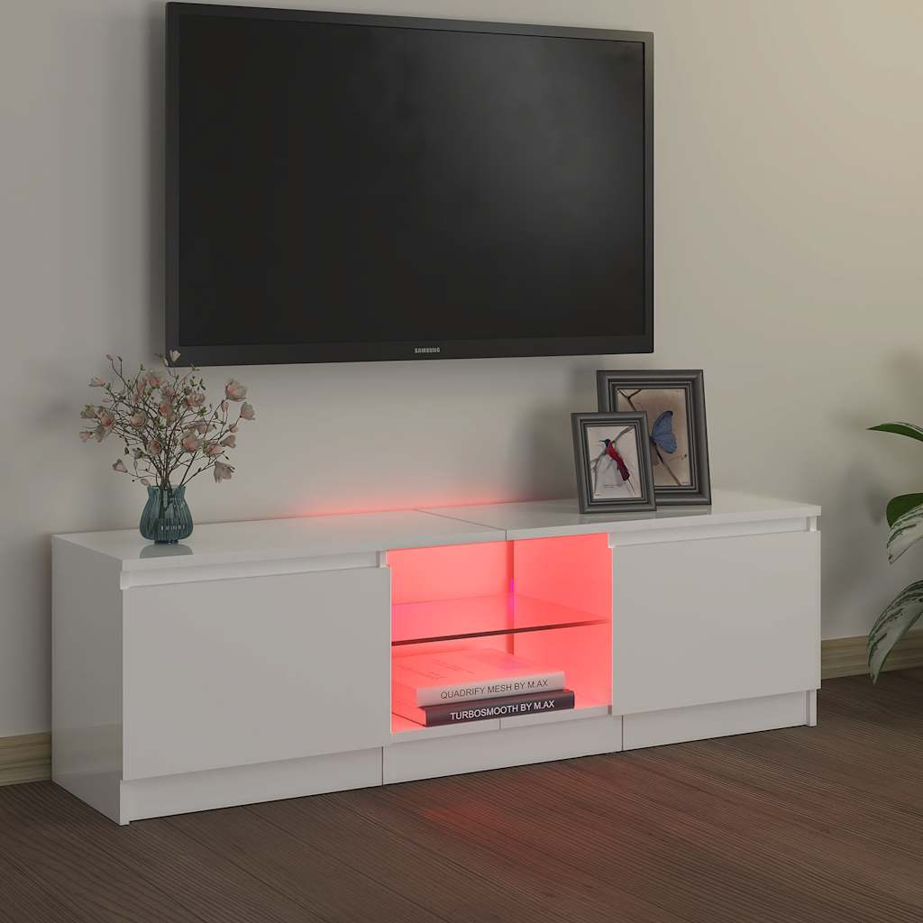 Móvel de TV com luzes LED 120x30x36 cm branco
