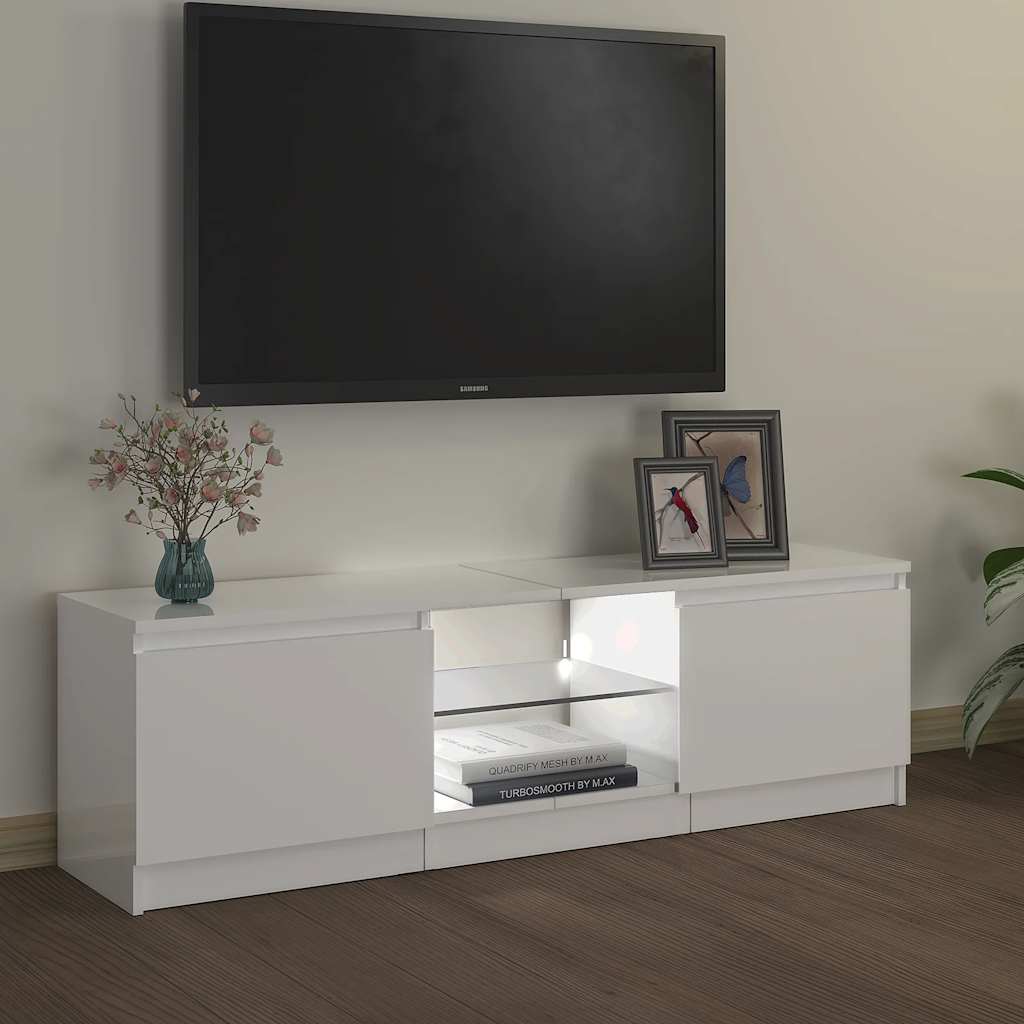 Móvel de TV com luzes LED 120x30x36 cm branco