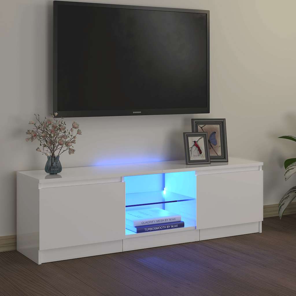 Móvel de TV com luzes LED 120x30x36 cm branco