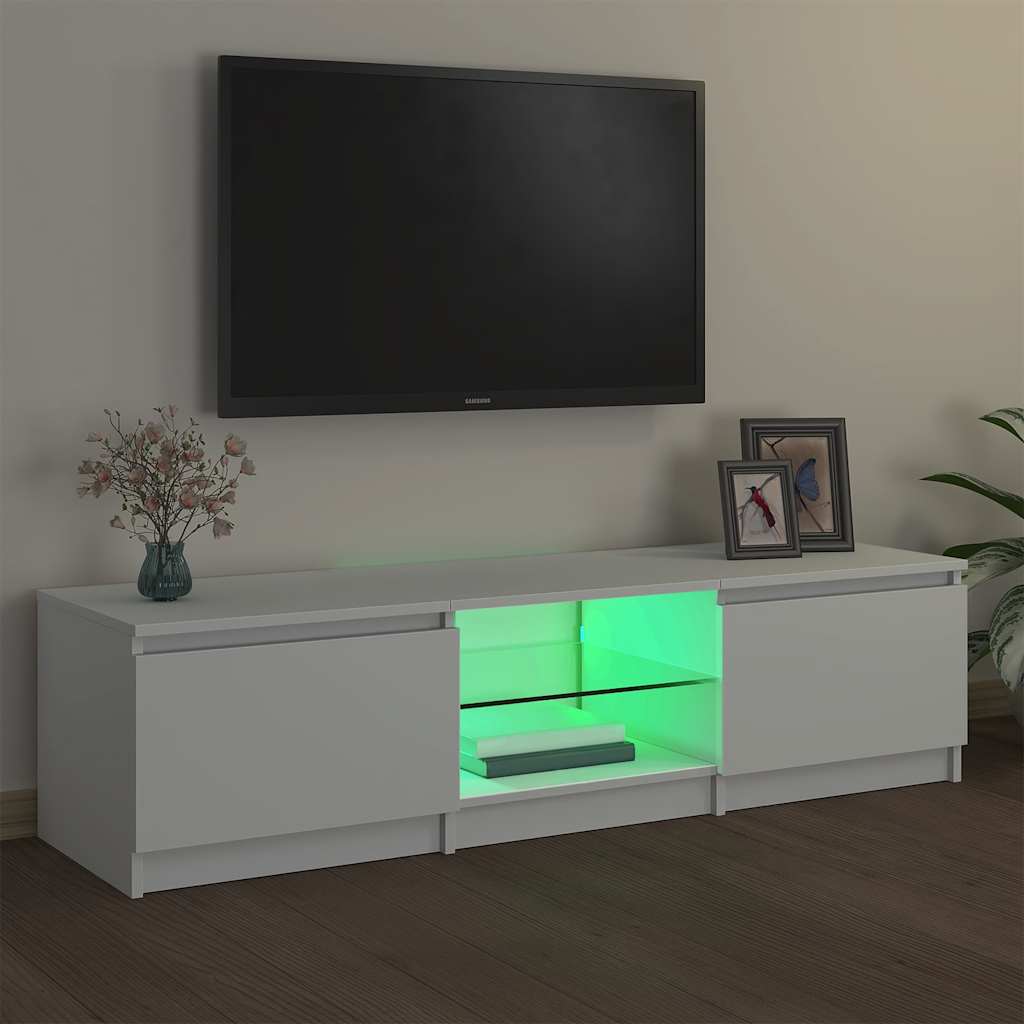Móvel de TV com luzes LED 120x30x36 cm branco