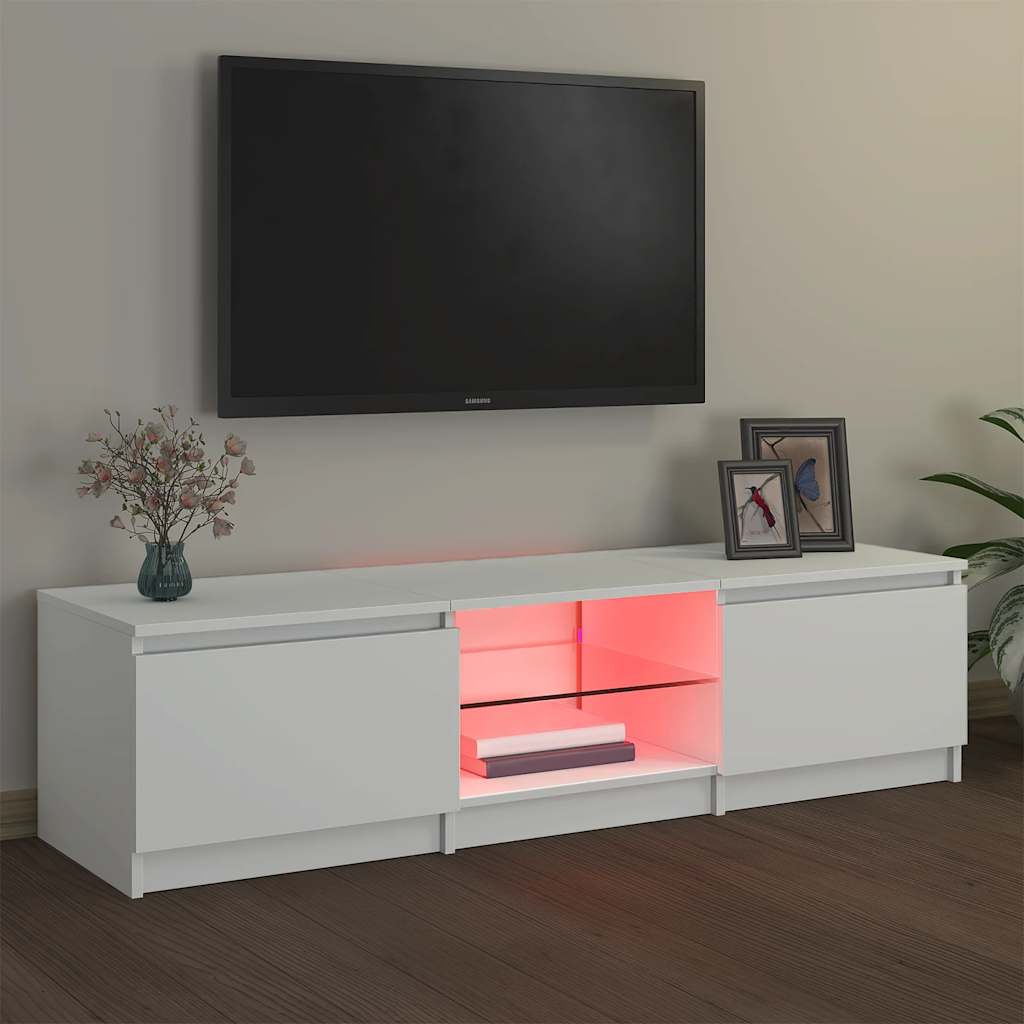 Móvel de TV com luzes LED 120x30x36 cm branco