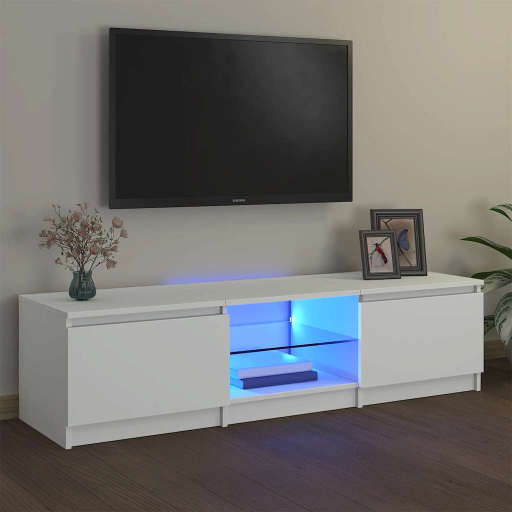 Móvel de TV com luzes LED 120x30x36 cm branco