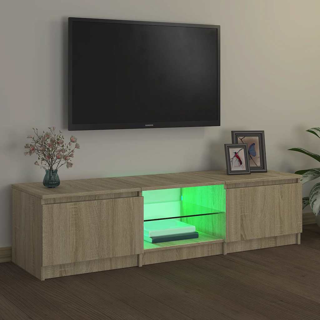 Móvel de TV com luzes LED 120x30x36 cm branco