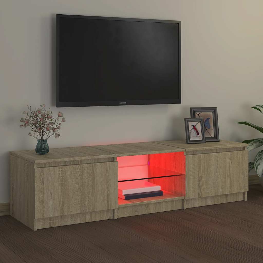 Móvel de TV com luzes LED 120x30x36 cm branco