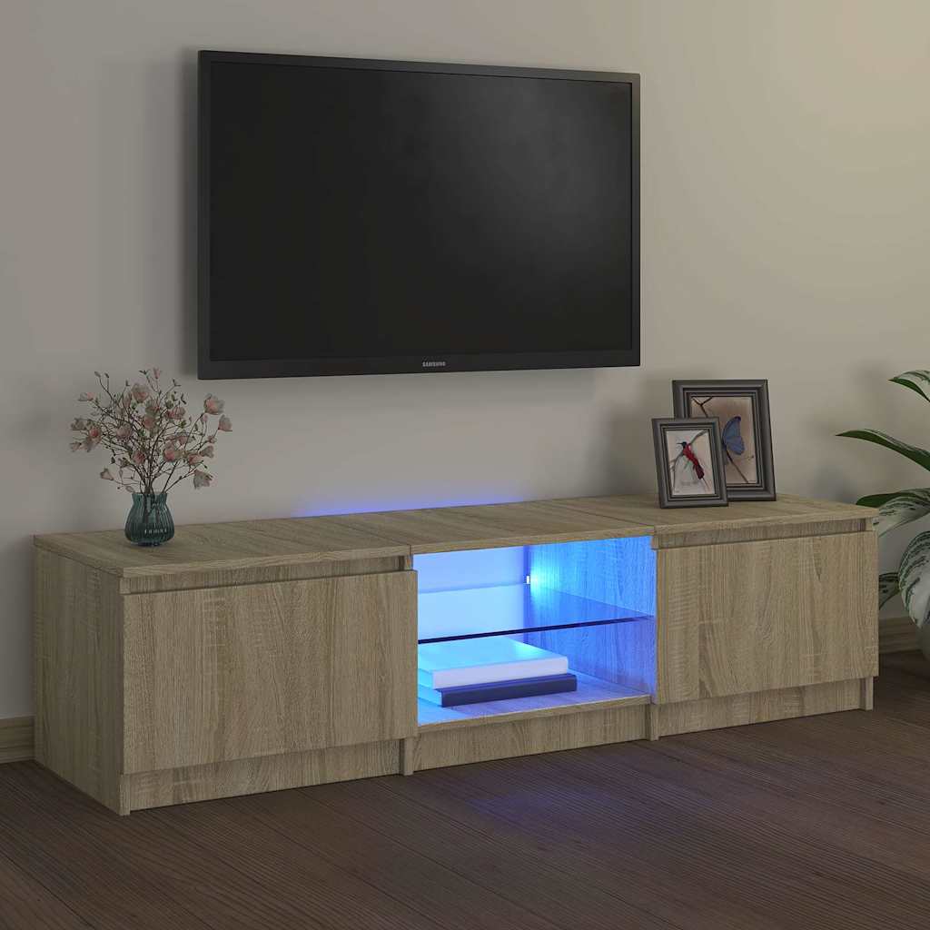 Móvel de TV com luzes LED 120x30x36 cm branco