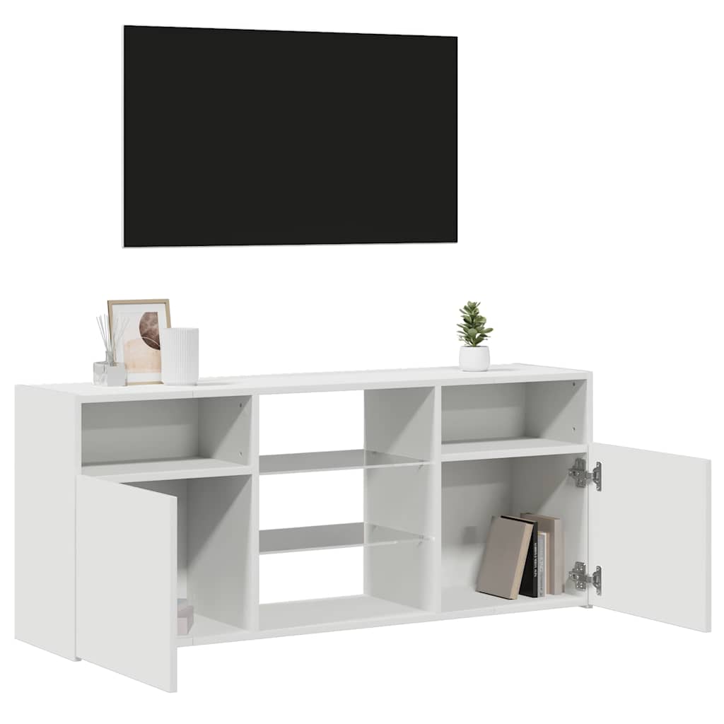 Móvel de TV com luzes LED 120x30x36 cm branco