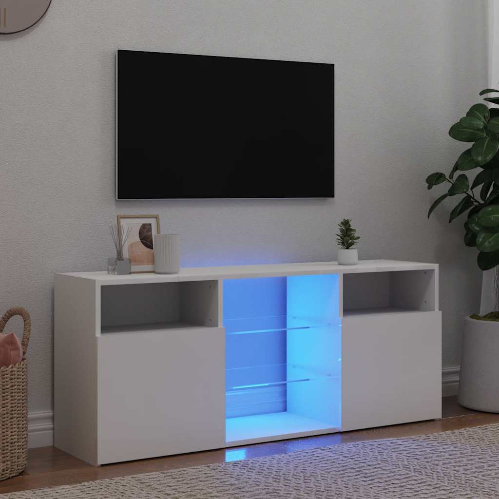 Móvel de TV com luzes LED 120x30x36 cm branco