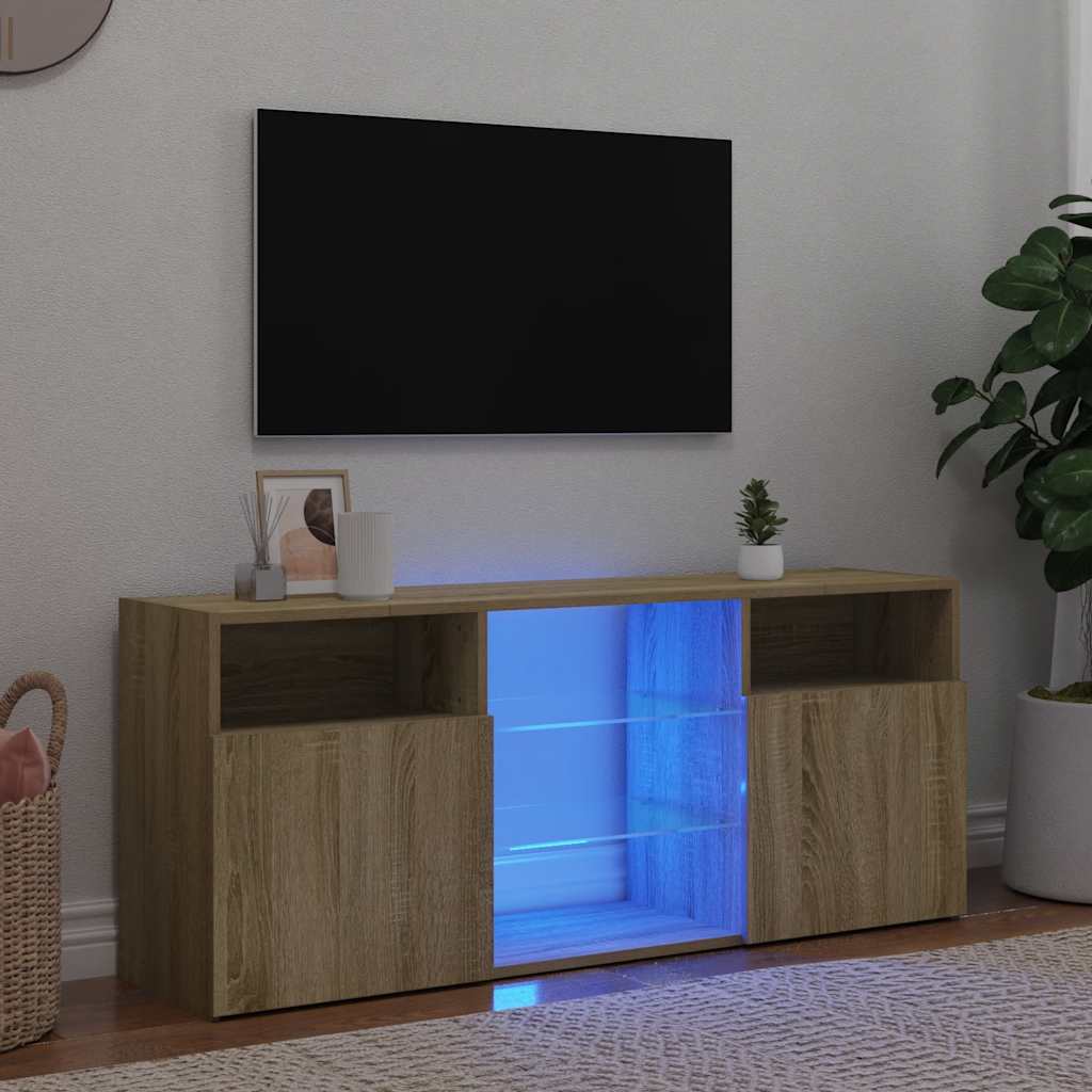 Móvel de TV com luzes LED 120x30x36 cm branco
