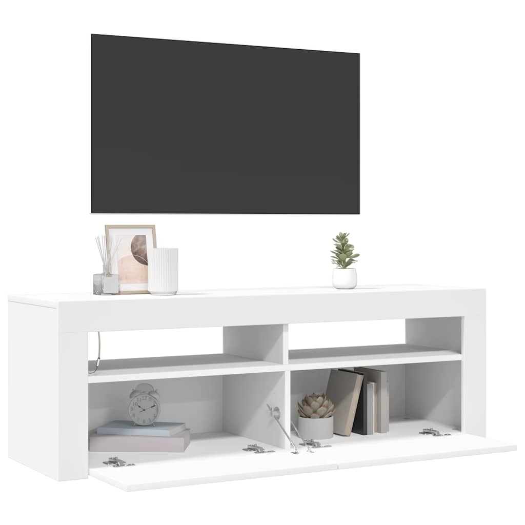 Móvel de TV com luzes LED 90x39x30 cm branco brilhante