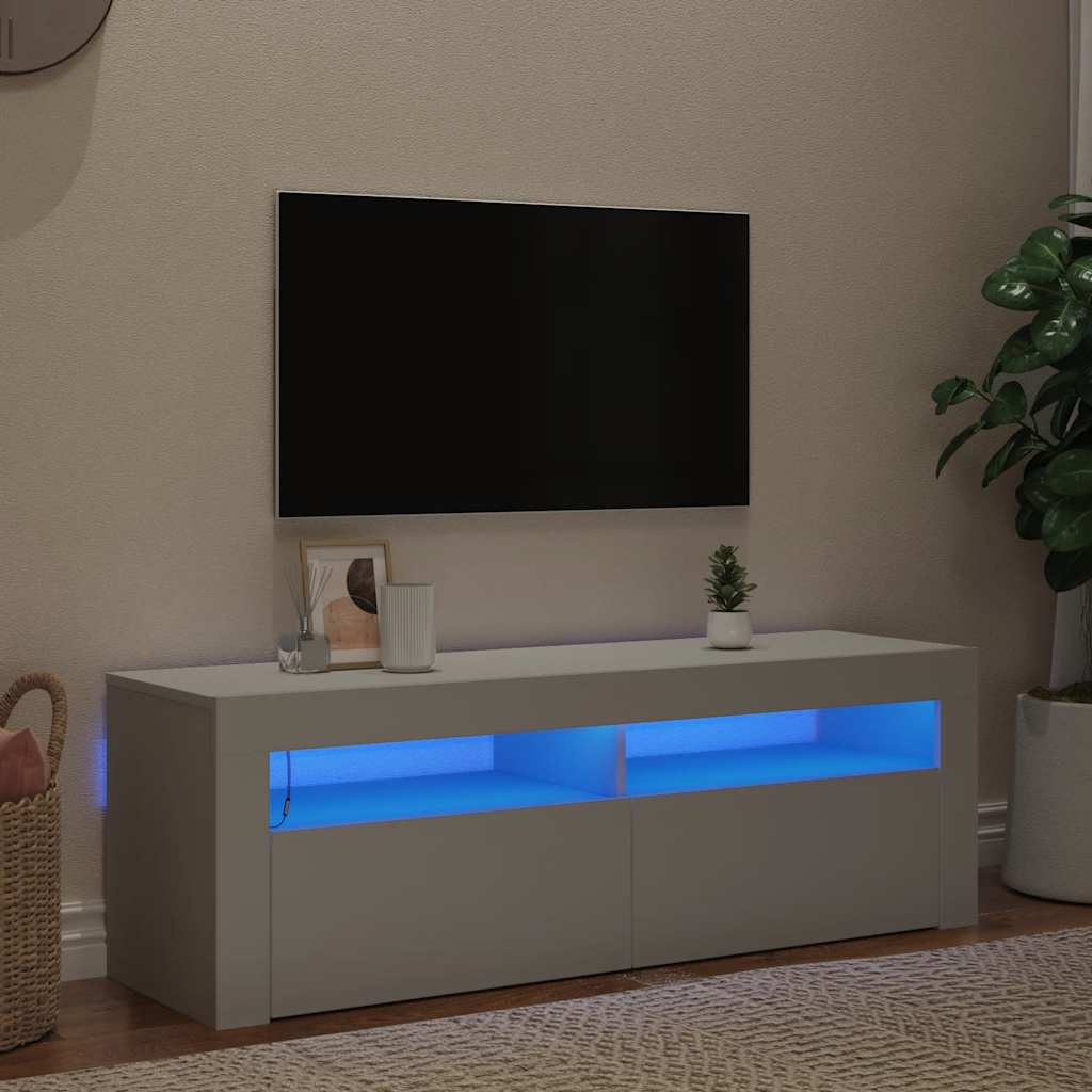 Móvel de TV com luzes LED 90x39x30 cm branco brilhante