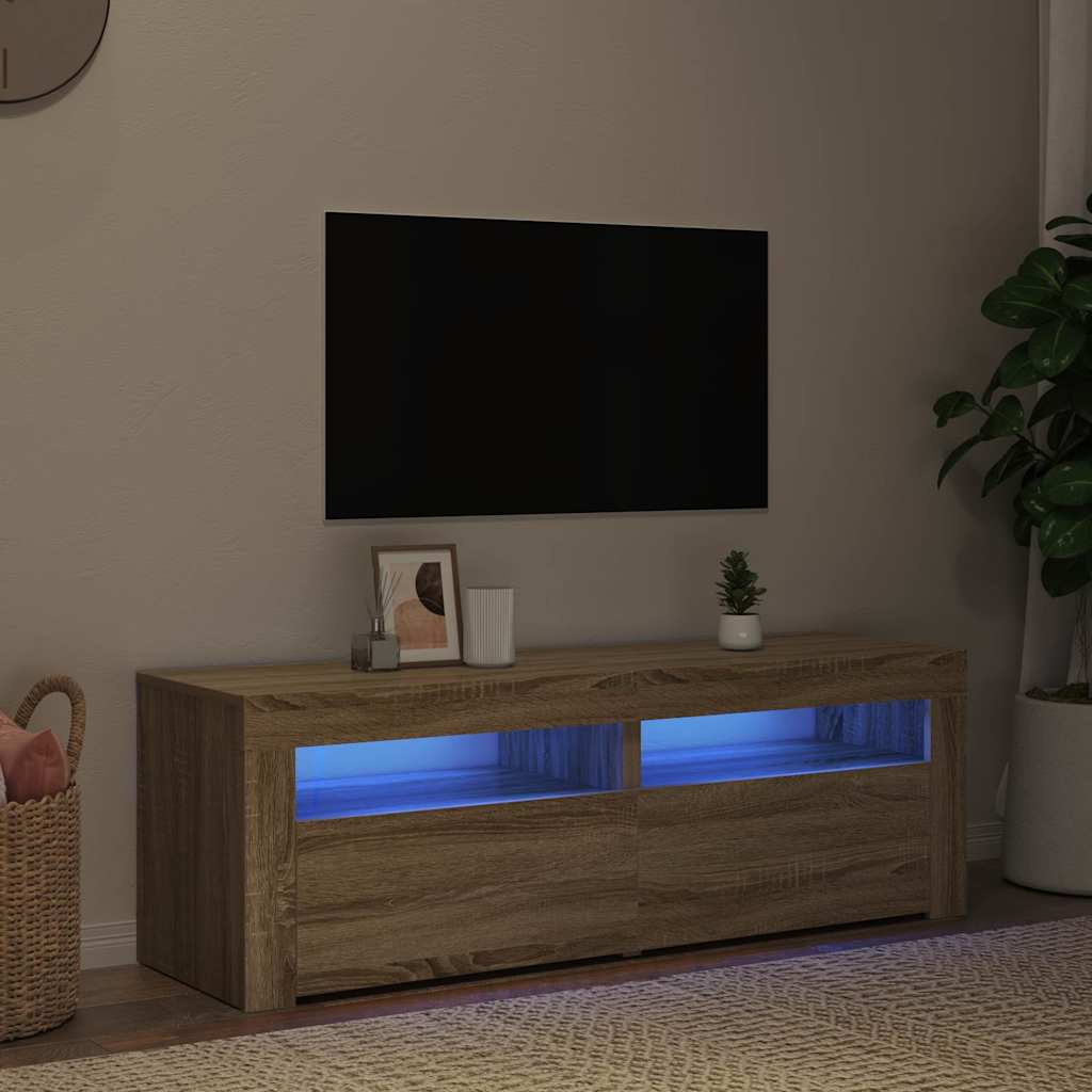 Móvel de TV com luzes LED 120x30x36 cm branco