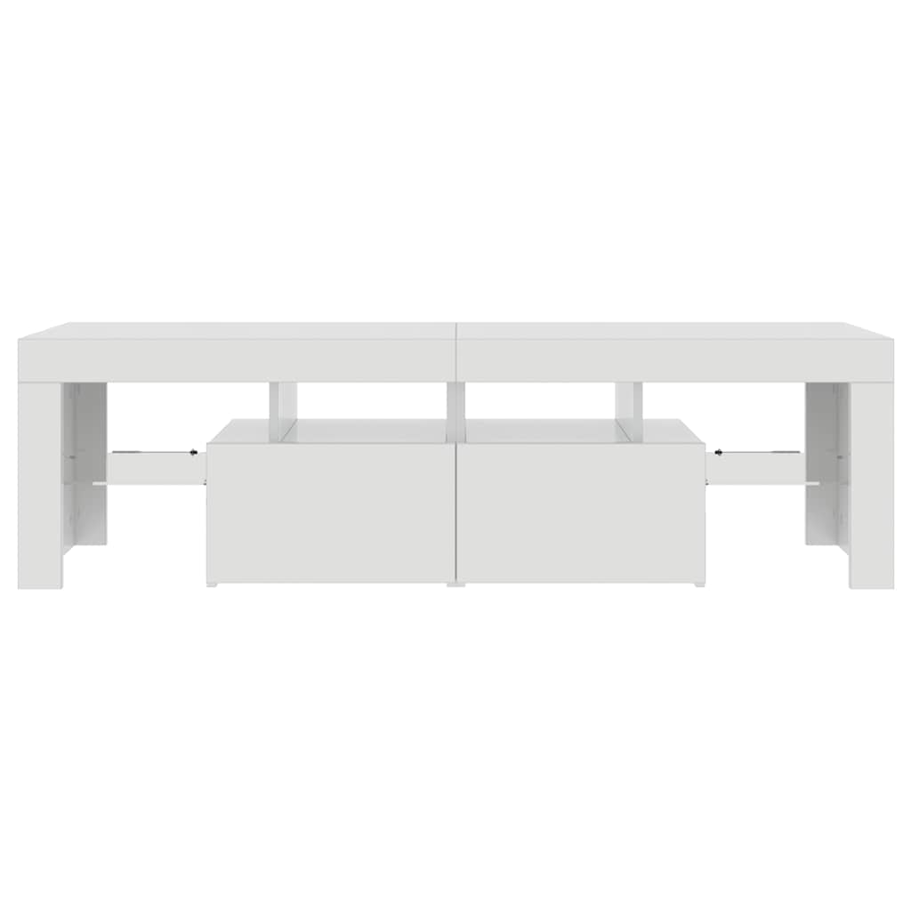 Móvel de TV com luzes LED 140x36,5x40 cm branco brilhante