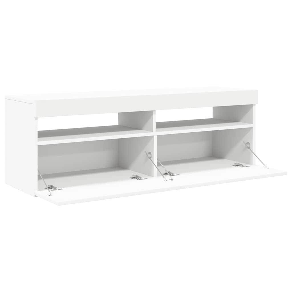 Móvel de TV com luzes LED 90x39x30 cm branco brilhante