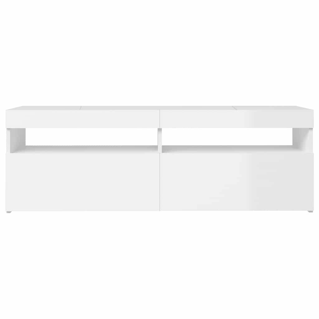 Móvel de TV com luzes LED 90x39x30 cm branco brilhante