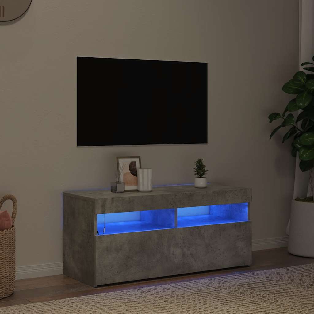 Móvel de TV com luzes LED 90x39x30 cm branco brilhante