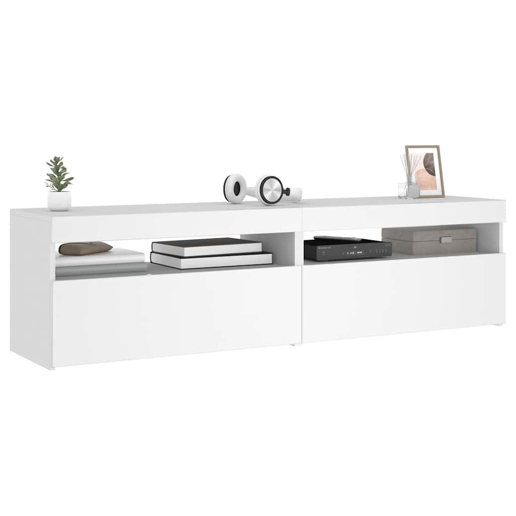 Móvel de TV com luzes LED 2 pcs 75x35x40 cm branco