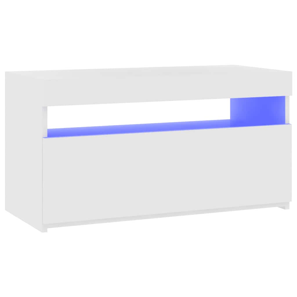 Móvel de TV com luzes LED 75x35x40 cm branco