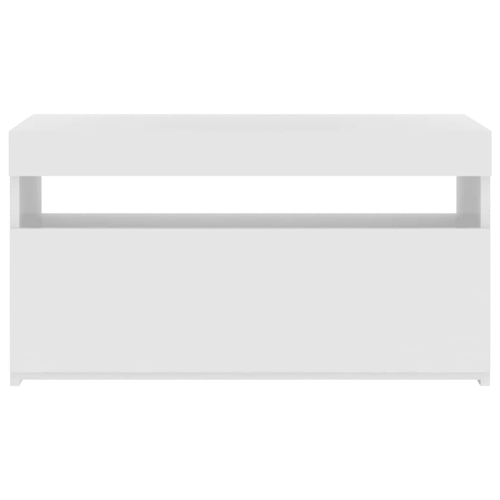 Móvel de TV com luzes LED 75x35x40 cm branco