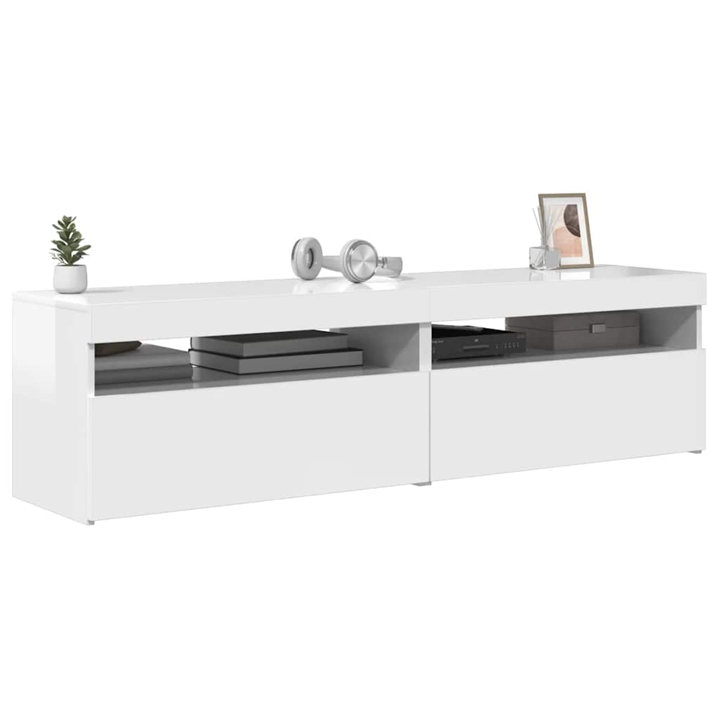 Móvel de TV com luzes LED 2 pcs 75x35x40 cm branco