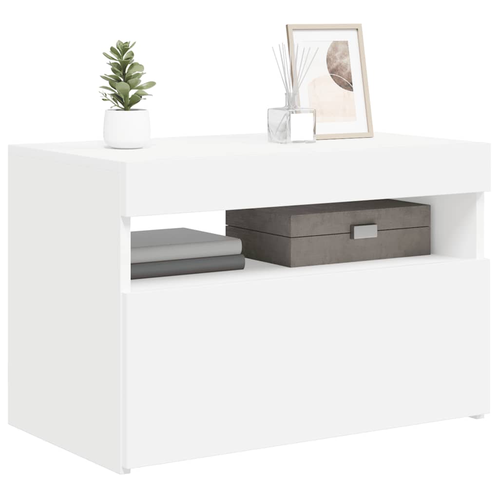 Móvel de TV com luzes LED 90x39x30 cm branco brilhante