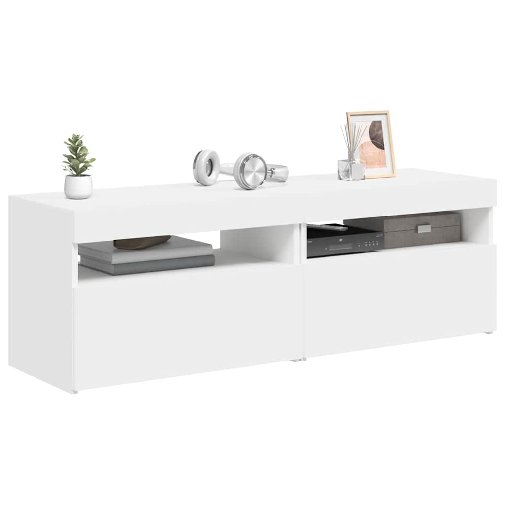 Móveis de TV com luzes LED 2 pcs 60x35x40 cm branco